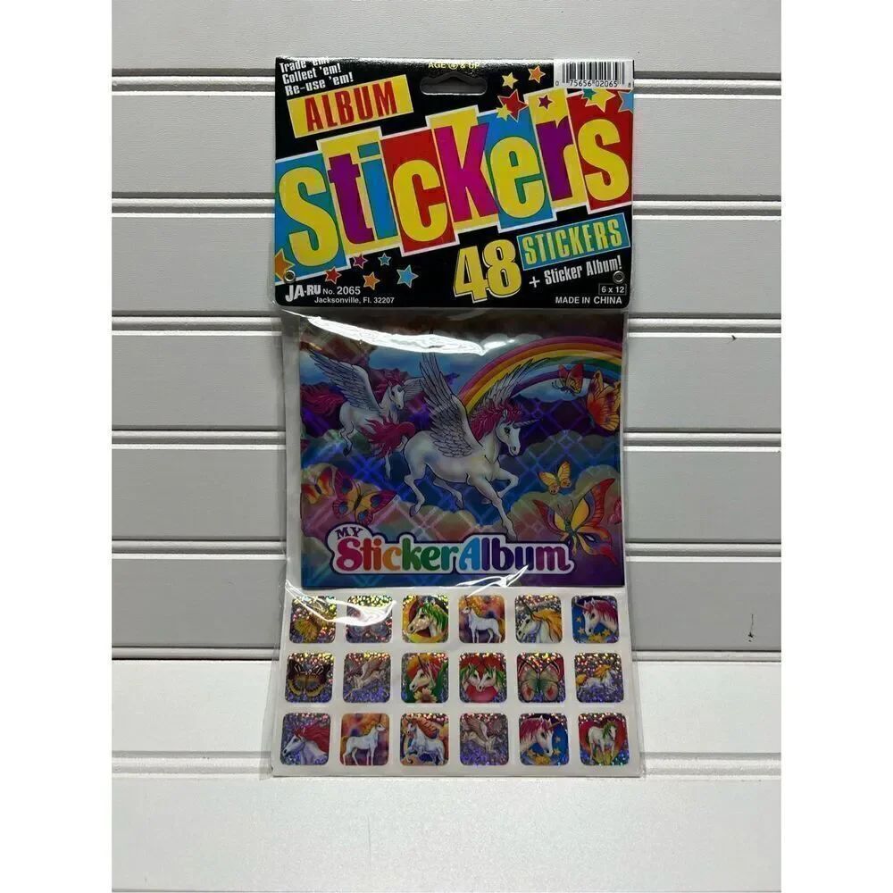 Ja-Ru My Sticker Album Sparkly Unicorn Pegasus Butterfly 48 Stickers NEW